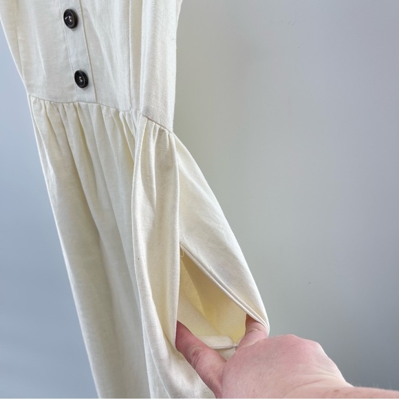 J for Justify Linen Cream Smocked Cami Midi Dress Size Medium - Picture 8 of 12